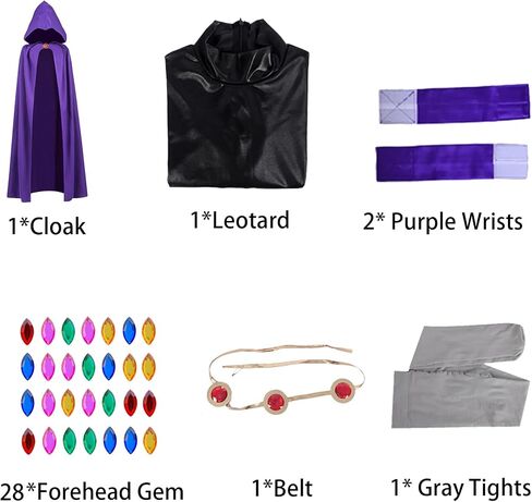 Raven Cosplay Costume Deluxe Jumpsuit Cloak Belt Suit Women's Halloween Cosplay Costume Purple in Saudi Arabia