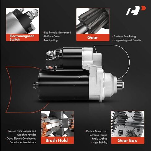 A-Premium Starter Motor Compatible with Volkswagen Jetta 1996-2005, Passat 1994-1997, Beetle 1998-2006, Cabrio 1995-1997, 12V 2.0KW 10-Teeth Clockwise, Replace# 1003308 in Saudi Arabia