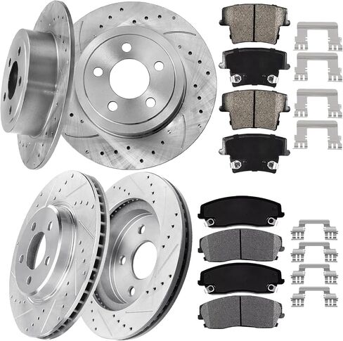 ALLCOMBO Brake Kit for 2009 2010 2011 2012 2013 2014 2015 2016 2017-2020 Dodge Challenger, for Charger Magnum, Chrysler 300 Brakes, Drilled Slotted Rotors Pads Replacement, Front and Rear 12.60" Rotor in Saudi Arabia