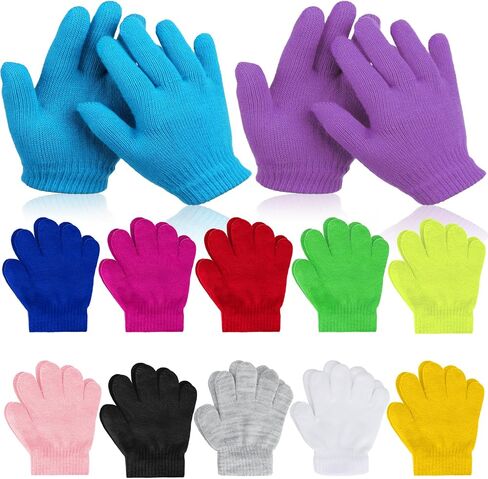 Coopay 12/24/48 Pairs Kid's Winter Warm Magic Gloves Children Stretchy Full Finger Knitted Gloves Boys Girls Student Gloves in Saudi Arabia