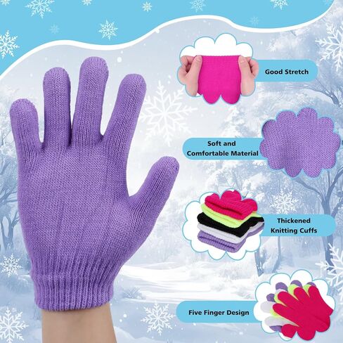 Coopay 12/24/48 Pairs Kid's Winter Warm Magic Gloves Children Stretchy Full Finger Knitted Gloves Boys Girls Student Gloves in Saudi Arabia