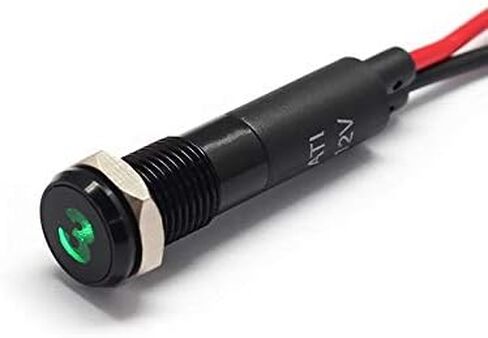 Alpinetech PLB8MS 8 مم 5/16 بوصة 12 فولت LED مؤشر إشارة معدني الطيار داش ضوء الحافة السوداء مع الرموز (تحذير فرامل اليد) in Kuwait