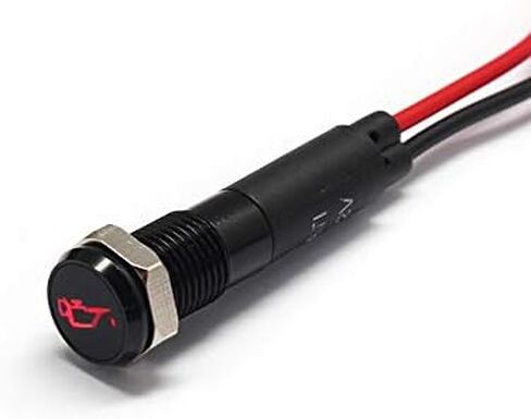 Alpinetech PLB8MS 8 مم 5/16 بوصة 12 فولت LED مؤشر إشارة معدني الطيار داش ضوء الحافة السوداء مع الرموز (تحذير فرامل اليد) in Kuwait