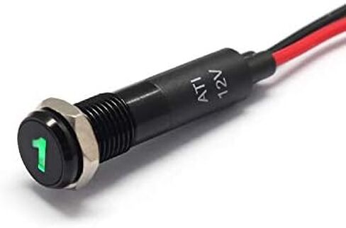 Alpinetech PLB8MS 8 مم 5/16 بوصة 12 فولت LED مؤشر إشارة معدني الطيار داش ضوء الحافة السوداء مع الرموز (تحذير فرامل اليد) in Kuwait