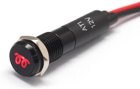 Alpinetech PLB8MS 8 مم 5/16 بوصة 12 فولت LED مؤشر إشارة معدني الطيار داش ضوء الحافة السوداء مع الرموز (تحذير فرامل اليد) in Kuwait