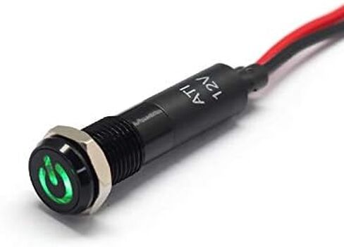 Alpinetech PLB8MS 8 مم 5/16 بوصة 12 فولت LED مؤشر إشارة معدني الطيار داش ضوء الحافة السوداء مع الرموز (تحذير فرامل اليد) in Kuwait
