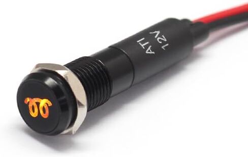 Alpinetech PLB8MS 8 مم 5/16 بوصة 12 فولت LED مؤشر إشارة معدني الطيار داش ضوء الحافة السوداء مع الرموز (تحذير فرامل اليد) in Kuwait