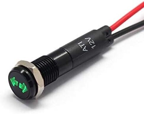 Alpinetech PLB8MS 8 مم 5/16 بوصة 12 فولت LED مؤشر إشارة معدني الطيار داش ضوء الحافة السوداء مع الرموز (تحذير فرامل اليد) in Kuwait
