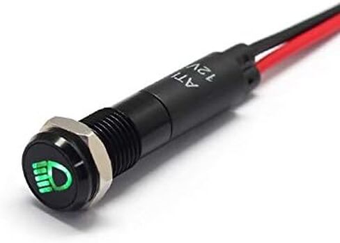Alpinetech PLB8MS 8 مم 5/16 بوصة 12 فولت LED مؤشر إشارة معدني الطيار داش ضوء الحافة السوداء مع الرموز (تحذير فرامل اليد) in Kuwait