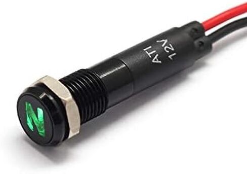 Alpinetech PLB8MS 8 مم 5/16 بوصة 12 فولت LED مؤشر إشارة معدني الطيار داش ضوء الحافة السوداء مع الرموز (تحذير فرامل اليد) in Kuwait