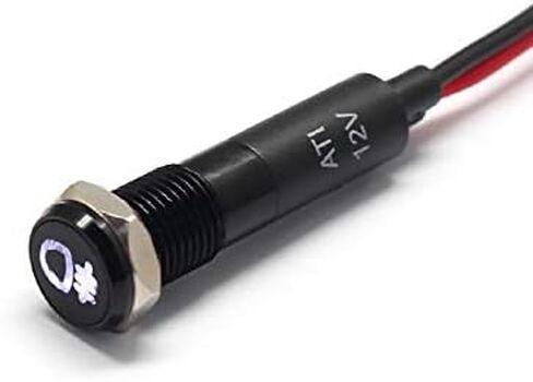 Alpinetech PLB8MS 8 مم 5/16 بوصة 12 فولت LED مؤشر إشارة معدني الطيار داش ضوء الحافة السوداء مع الرموز (تحذير فرامل اليد) in Kuwait