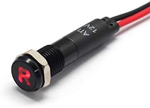 Alpinetech PLB8MS 8 مم 5/16 بوصة 12 فولت LED مؤشر إشارة معدني الطيار داش ضوء الحافة السوداء مع الرموز (تحذير فرامل اليد) in Kuwait