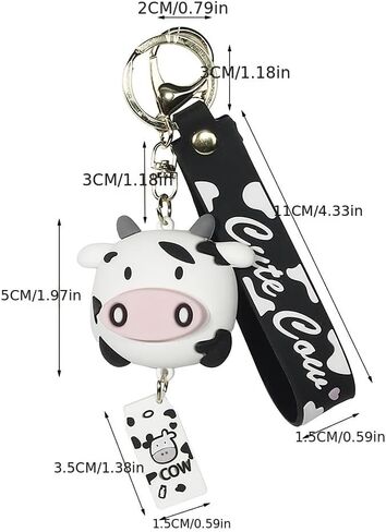 Cute Cartoon Cow Car Keychain - Creative Animal Milk Cow Pendant Car Key Chains Christmas Gift in Saudi Arabia