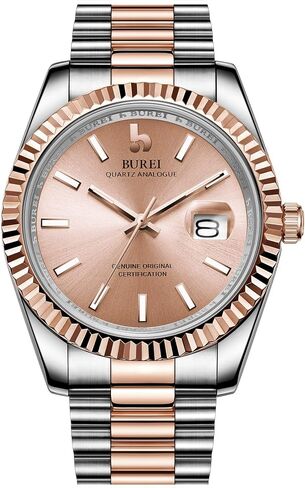 BUREI Mens Watches Luxury Stainless Steels Analog Business Fashion Waterproof Watches for Men,Gifts for Men in Saudi Arabia