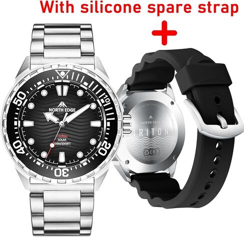Solar-Powered Men’s Watch – 300M Water Resistant Stainless Steel Sport Watch, 316L Steel Band, Quartz Analog Watch for Diving & Daily Use in Saudi Arabia
