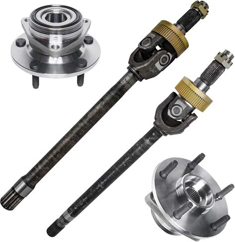 Detroit Axle - 4WD Front 4pc Wheel Bearing Hubs Kit for 94-99 Dodge Ram 1500, 2 Wheel Bearing and Hubs 2 U-Joint CV Axles 1994 1995 1996 1997 1998 1999 Replacement in Saudi Arabia