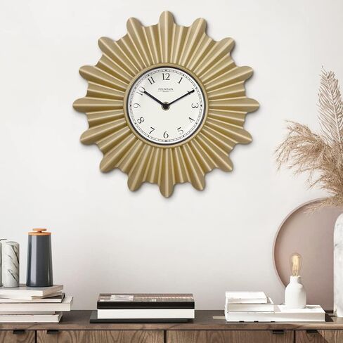 18 Inch Mid Century Modern Starburst Wall Clock,Silent Non Ticking Metal Wall Clock Decorative for Living Room Decor,Antique Copper in Saudi Arabia