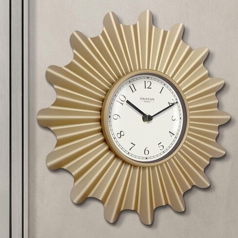 18 Inch Mid Century Modern Starburst Wall Clock,Silent Non Ticking Metal Wall Clock Decorative for Living Room Decor,Antique Copper in Saudi Arabia