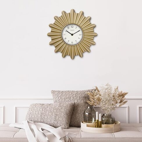 18 Inch Mid Century Modern Starburst Wall Clock,Silent Non Ticking Metal Wall Clock Decorative for Living Room Decor,Antique Copper in Saudi Arabia