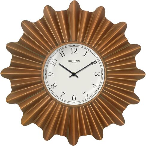18 Inch Mid Century Modern Starburst Wall Clock,Silent Non Ticking Metal Wall Clock Decorative for Living Room Decor,Antique Copper in Saudi Arabia