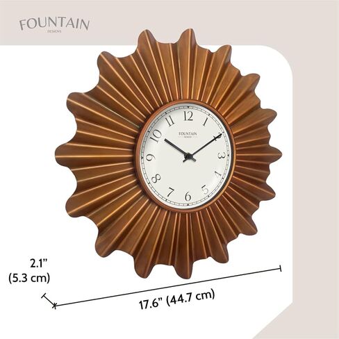 18 Inch Mid Century Modern Starburst Wall Clock,Silent Non Ticking Metal Wall Clock Decorative for Living Room Decor,Antique Copper in Saudi Arabia