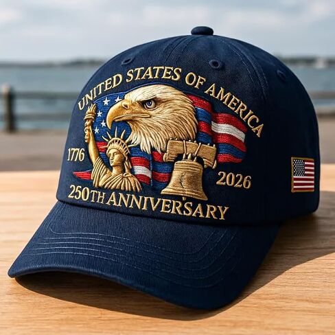 Eagle & Liberty – United States 250th Anniversary Hat, 2025 Adjustable Bald Eagle Printed Patriotic Baseball for Men Women in Saudi Arabia