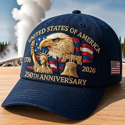 Eagle & Liberty – United States 250th Anniversary Hat, 2025 Adjustable Bald Eagle Printed Patriotic Baseball for Men Women in Saudi Arabia