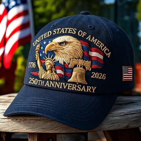 Eagle & Liberty – United States 250th Anniversary Hat, 2025 Adjustable Bald Eagle Printed Patriotic Baseball for Men Women in Saudi Arabia