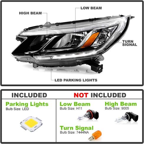 ACANII - For 2015-2016 Honda CRV EX |EX-L | SE Halogen Type w/LED DRL Headlights Headlamps Assembly Pair Set Left+Right in Saudi Arabia