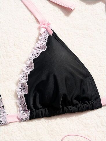 WDIRARA Women's Plus Size Lace Trim Halter Bikini Set Triangle String Swimsuit 2 Piece Bathing Suit in Saudi Arabia