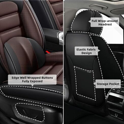 Car Seat Cover Fit for Ford Bronco 2021-2025,Compatible Airbag Non-Slip Waterproof Seat Cover,Car Seat Protector Premium Interior (Luxury 5 Seats,Black Coffee) in Kuwait
