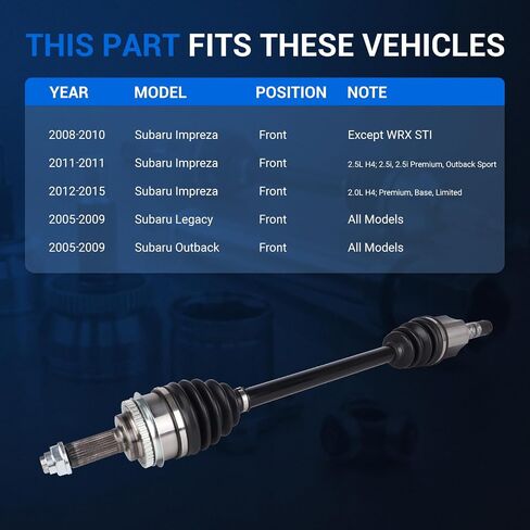 زوج Autoround 667355 مجموعة عمود المحور الأمامي للسيرة الذاتية متوافقة مع Subaru Outback 2005-2009/ Impreza 2008-2015/ Legacy 2005-2009، جانب السائق والراكب in Saudi Arabia
