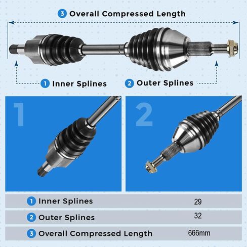 Front Left CV Axle Drive Shaft Assembly for 2008-2016 Chrysler Town and Country Dodge Grand Caravan in Saudi Arabia