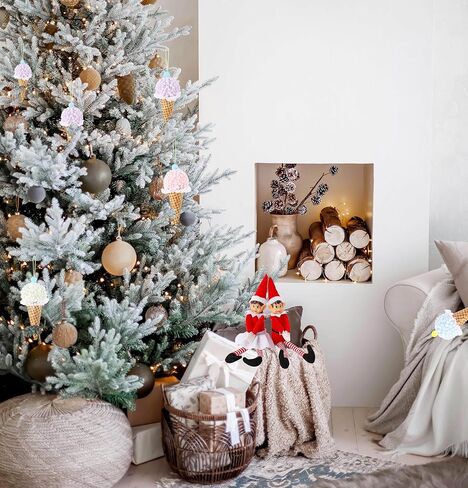 PageebO Elf زينة عيد الميلاد، قطعتان مقاس 40.64 سم باللونين الأحمر والأبيض المشاغب للأولاد والبنات الجان لتزيين شجرة عيد الميلاد، هدايا دمية لطيفة في الأماكن المغلقة أو الهواء الطلق، ديكور عيد الميلاد للعام الجديد in Kuwait