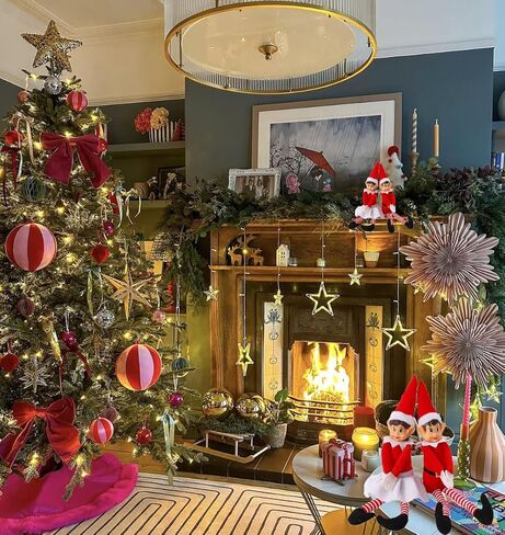 PageebO Elf زينة عيد الميلاد، قطعتان مقاس 40.64 سم باللونين الأحمر والأبيض المشاغب للأولاد والبنات الجان لتزيين شجرة عيد الميلاد، هدايا دمية لطيفة في الأماكن المغلقة أو الهواء الطلق، ديكور عيد الميلاد للعام الجديد in Kuwait