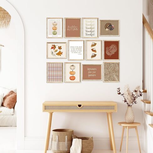 FYSUIMU 12Pcs Thanksgiving Wall Art Prints Boho Fall Turkey Pumpkin Maple Leaf Art Poster Aesthetic Seasonal Wall Decor for Autumn Home Office School Gallery(UNFRAMED 8 x 10 Inch) in Saudi Arabia