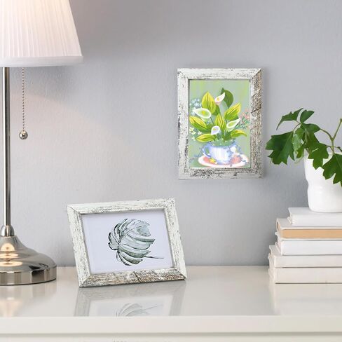 Rustic Picture Frames,10 Pack Collage Picture Frames,Gallery Wall Frame Set with Two 8x10, Four 5x7, Four 4x6, Farmhouse wood Photo Frames for living room Wall Gallery Decor or Desk, rustic white in Saudi Arabia