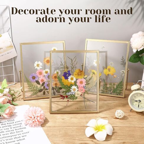 Hoteam 6 Pieces 5x7 Inch Gold Floating Frame Glass Picture Photo Frame Bulk Metal Vintage Geometric Vertical Tabletop Display or Wall Mounting Decor(Gold) in Saudi Arabia
