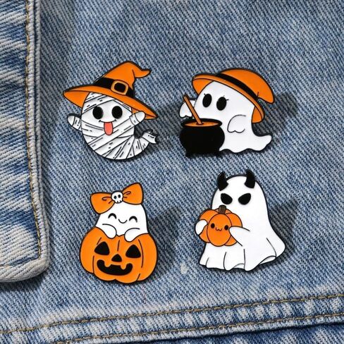 Halloween Ghost Bat Brooch For Women Cute Enamel Pins Funny Cartoon Lapel Pin Backpack Hat Halloween Party in Kuwait