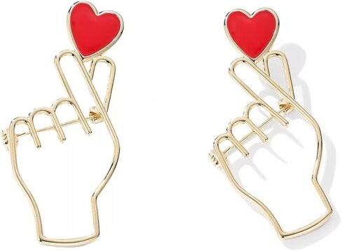 Brooches Heart Finger for K-Pop Pins Love Heart Hand Pins Korean Symbol Love 2 pcs Pin for Clothing Decoration Army Gift merch in Saudi Arabia