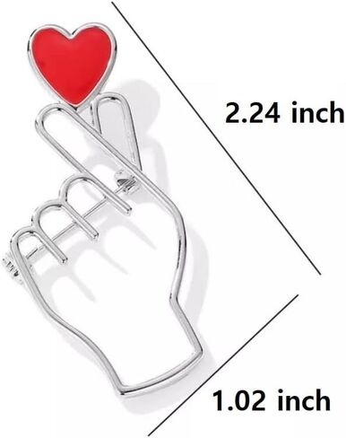 Brooches Heart Finger for K-Pop Pins Love Heart Hand Pins Korean Symbol Love 2 pcs Pin for Clothing Decoration Army Gift merch in Saudi Arabia