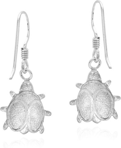 Adorable Little Red Lady Bug .925 Sterling Silver Dangle Earrings | Earrings for Women Sterling Silver | Red Earrings for Women Dangle in Saudi Arabia