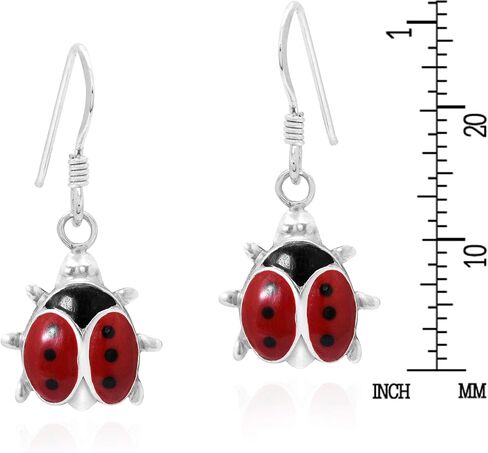 Adorable Little Red Lady Bug .925 Sterling Silver Dangle Earrings | Earrings for Women Sterling Silver | Red Earrings for Women Dangle in Saudi Arabia