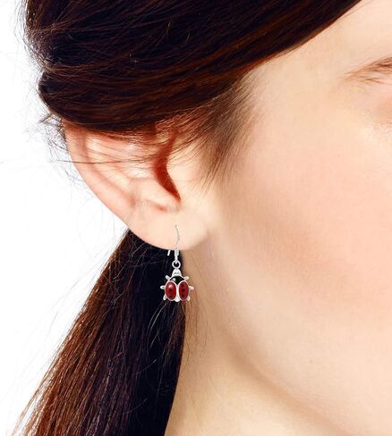 Adorable Little Red Lady Bug .925 Sterling Silver Dangle Earrings | Earrings for Women Sterling Silver | Red Earrings for Women Dangle in Saudi Arabia