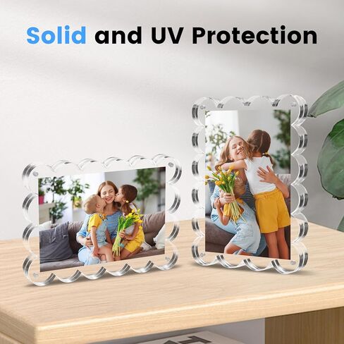 Acrylic Picture Frames 3 Pack, 4×6 In Magnetic Picture Photo Frames, Clear Frameless Photo Display Freestanding,Double Sided Picture Frame Gift for Desk Desktop Home Office Decor,UV Protection in Saudi Arabia