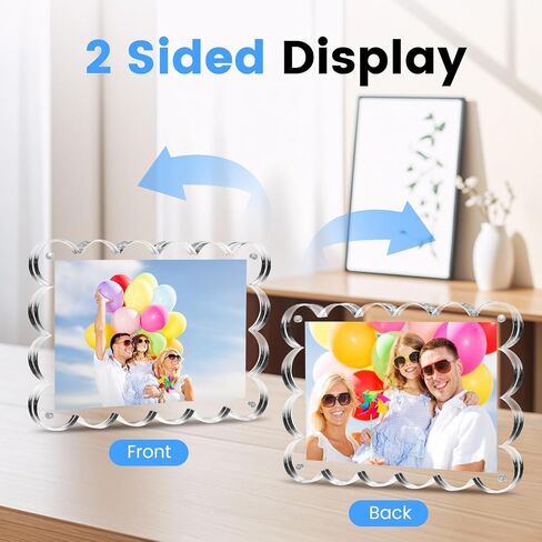 Acrylic Picture Frames 3 Pack, 4×6 In Magnetic Picture Photo Frames, Clear Frameless Photo Display Freestanding,Double Sided Picture Frame Gift for Desk Desktop Home Office Decor,UV Protection in Saudi Arabia