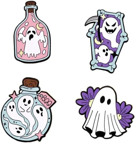 Halloween Ghost Bat Brooch For Women Cute Enamel Pins Funny Cartoon Lapel Pin Backpack Hat Halloween Party in Saudi Arabia