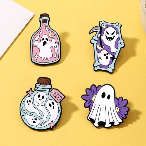 Halloween Ghost Bat Brooch For Women Cute Enamel Pins Funny Cartoon Lapel Pin Backpack Hat Halloween Party in Saudi Arabia