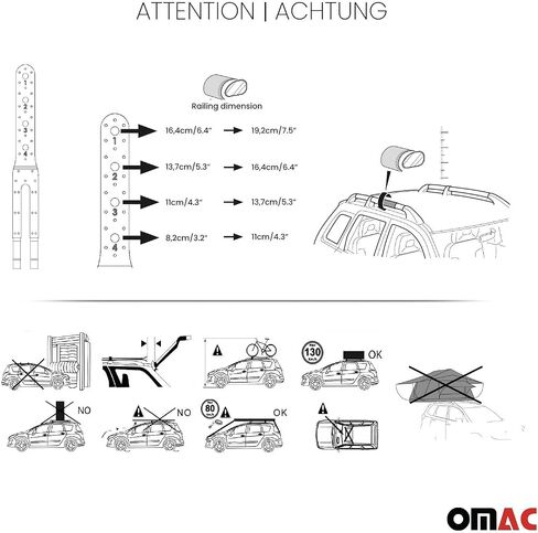 قضبان متقاطعة لسقف OMAC لمازدا CX-30 2020-2025 شديدة التحمل وقابلة للقفل بوزن 220 رطل من الألومنيوم الفضي قطعتان تناسب حاملات البضائع وقارب الكاياك والدراجة على الجليد in Saudi Arabia