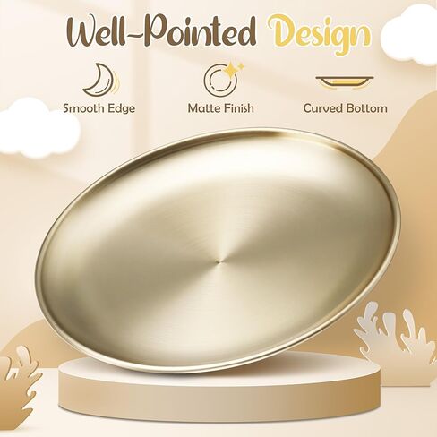 HaWare 6-Piece 18/8 Stainless Steel Plates, Metal 304 Dinner Dishes for Kids Toddlers Children, 8 Inch Feeding Serving Camping Plates, Reusable and Dishwasher Safe in Kuwait